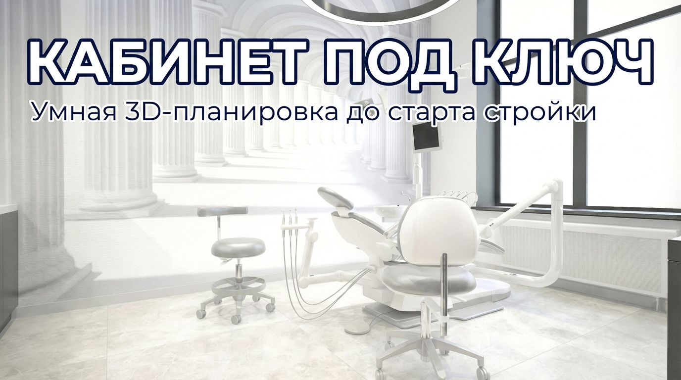 Реалистичная 3D визуализация интерьера медицинской клиники до ремонта, демонстрирующая дизайн-проект для защиты инвестиций