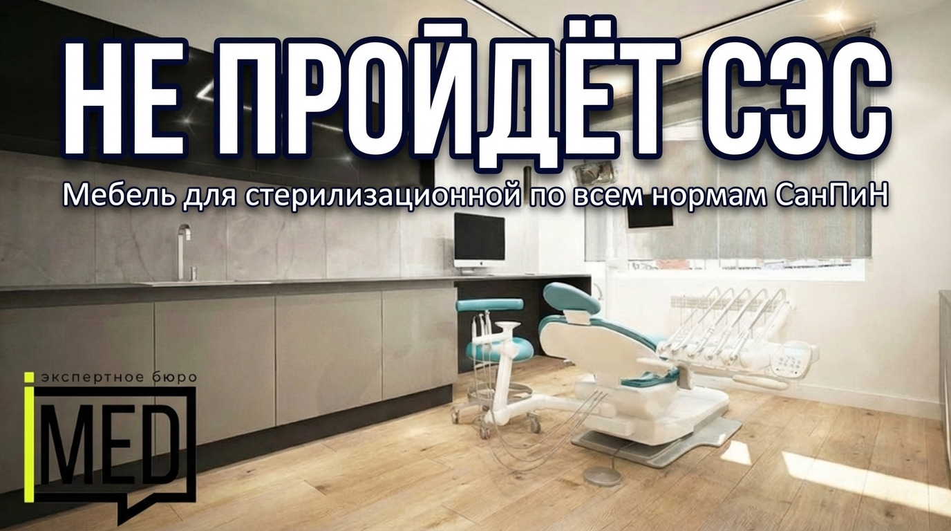 Медицинская мебель для стерилизационной комнаты в клинике, соответствующая требованиям СанПиН для успешного прохождения проверок СЭС